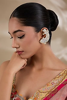 Gold Plated Mother Of Pearl & Semi-Precious Stone Earcuffs
