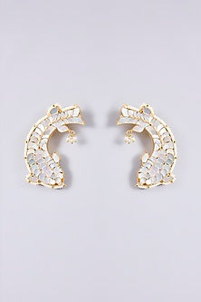 Gold Plated Mother Of Pearl & Semi-Precious Stone Earcuffs