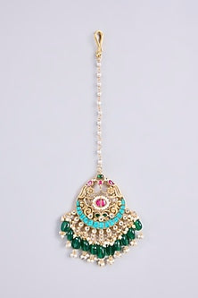 Gold Plated Kundan Polki & Semi-precious Stone Jadau Maangtikka