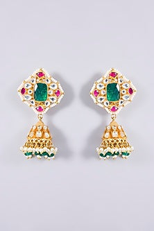 Gold Plated Kundan Polki & Semi-precious Stone Jadau Necklace Set