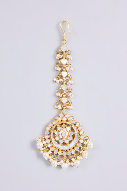 Gold Plated Mother Of Pearl & Semi-precious Stone Choker Necklace Set