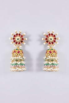 Gold Plated Kundan Polki & Semi-precious Stone Jadau Choker Necklace Set