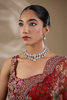 White Finish Zircon Necklace Set