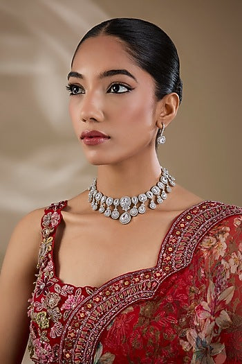 White Finish Zircon Necklace Set