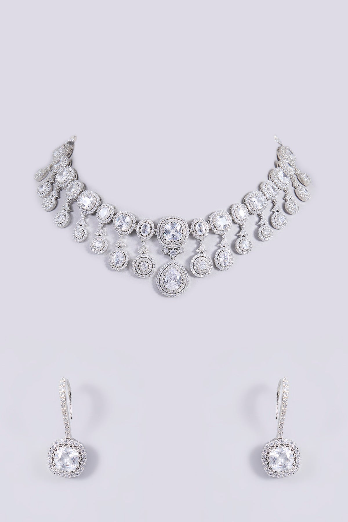 White Finish Zircon Necklace Set