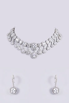 White Finish Zircon Necklace Set