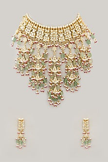 Gold Plated Jadau Kundan Polki Necklace Set