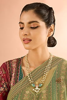 Gold Plated Jadau Kundan Polki Long Necklace