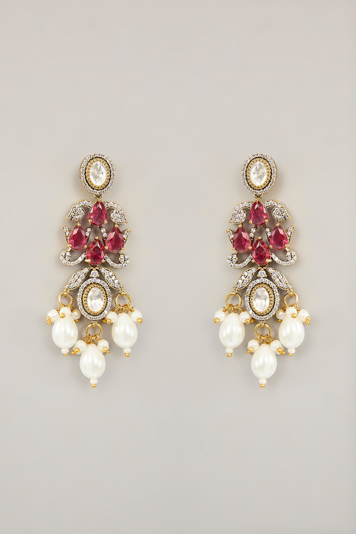 Gold Plated Jadau Faux Polki Necklace Set