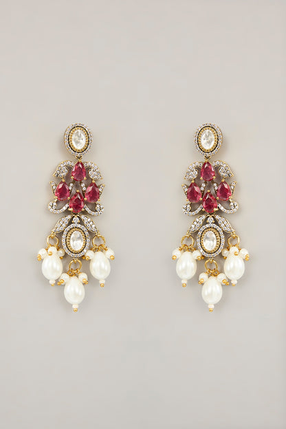 Gold Plated Jadau Faux Polki Necklace Set
