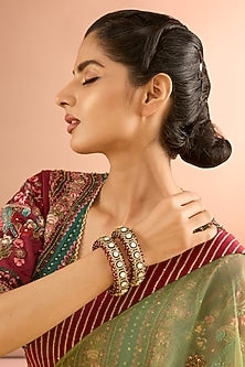 Gold Plated Jadau Faux Polki Bangles (Set Of 2)