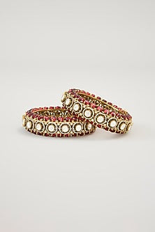 Gold Plated Jadau Faux Polki Bangles (Set Of 2)