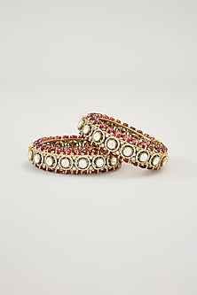 Gold Plated Jadau Faux Polki Bangles (Set Of 2)