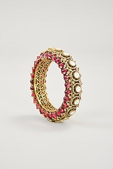 Gold Plated Jadau Faux Polki Bangles (Set Of 2)