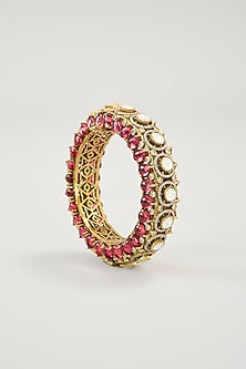 Gold Plated Jadau Faux Polki Bangles (Set Of 2)