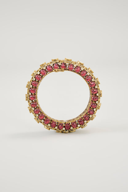 Gold Plated Jadau Faux Polki Bangles (Set Of 2)