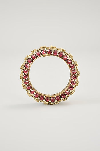 Gold Plated Jadau Faux Polki Bangles (Set Of 2)