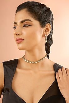 Gold Plated Jadau Faux Polki Choker Necklace Set