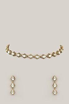 Gold Plated Jadau Faux Polki Choker Necklace Set