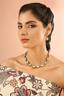 Gold Plated Jadau Faux Polki Choker Necklace Set