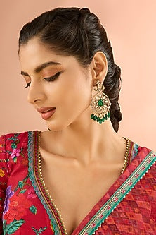 Gold Plated Jadau Faux Polki Dangler Earrings