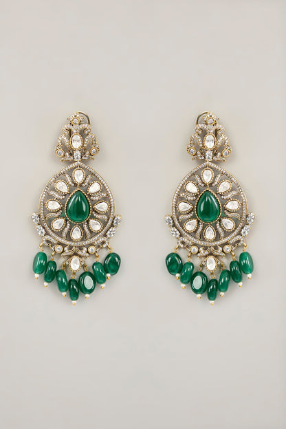 Gold Plated Jadau Faux Polki Dangler Earrings