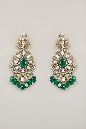 Gold Plated Jadau Faux Polki Dangler Earrings