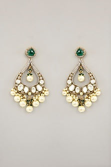 Gold Plated Jadau Faux Polki Dangler Earrings