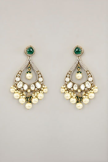 Gold Plated Jadau Faux Polki Dangler Earrings
