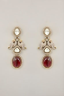 Gold Plated Jadau Faux Polki Long Necklace Set