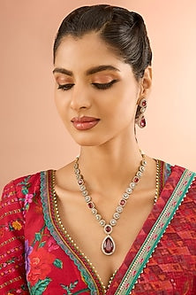Gold Plated Jadau Faux Polki Pendant Necklace Set