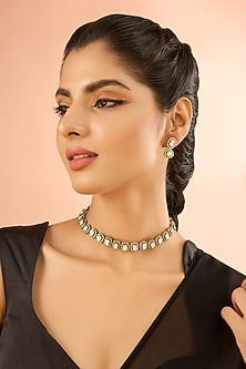 Gold Plated Jadau Faux Polki Choker Necklace Set