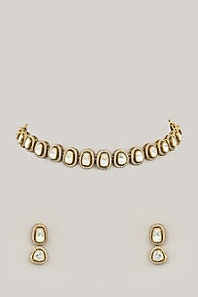Gold Plated Jadau Faux Polki Choker Necklace Set