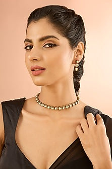 Gold Plated Jadau Faux Polki Choker Necklace Set