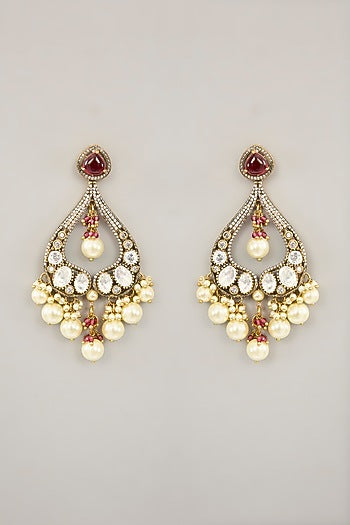Gold Plated Jadau Faux Polki Dangler Earrings