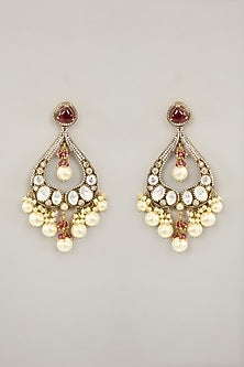 Gold Plated Jadau Faux Polki Dangler Earrings