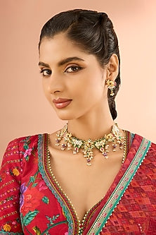 Gold Plated Jadau Kundan Polki Choker Necklace Set