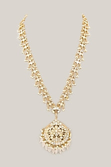 Gold Plated Mother of Pearl Long Pendant Necklace