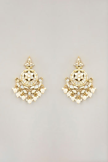 Gold Plated Mother Of Pearl Long Pendant Necklace Set
