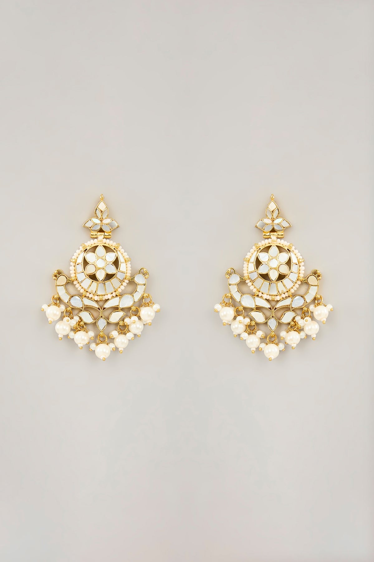 Gold Plated Mother Of Pearl Long Pendant Necklace Set