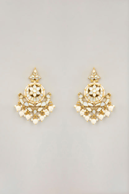 Gold Plated Mother Of Pearl Long Pendant Necklace Set