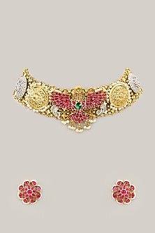 Gold Plated Jadau Kundan Polki Choker Necklace Set