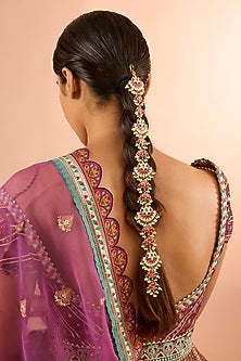 Gold Plated Jadau Kundan Polki Braid Pin