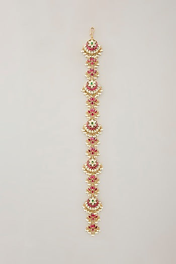 Gold Plated Jadau Kundan Polki Braid Pin