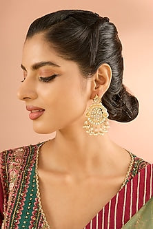 Gold Plated Mother Of Pearl Dangler Earrings