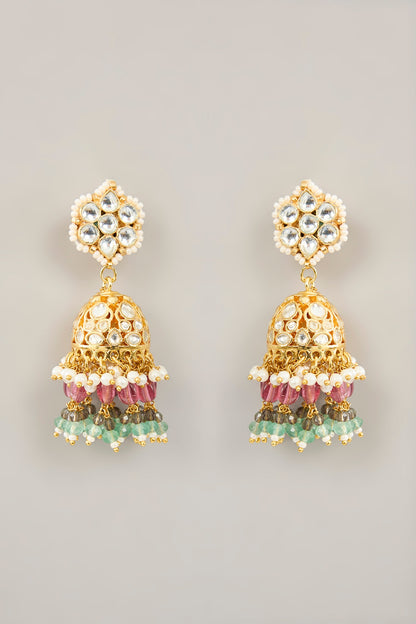 Gold Plated Jadau Kundan Polki Necklace Set