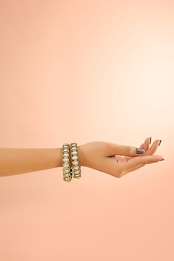 Gold Plated Jadau Kundan Polki Bangles (Set Of 2)