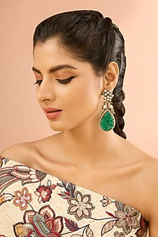Gold Plated Jadau Faux Polki Dangler Earrings