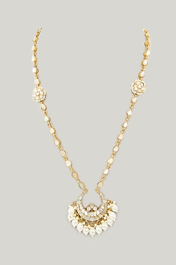 Gold Plated Mother Of Pearl & Natural Gemstone Long Necklace