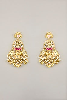 Gold Plated Jadau Kundan Polki & Natural Semi-precious Stone Long Necklace Set